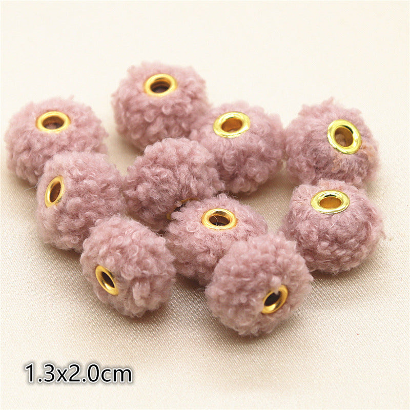 Wholesale 10PCS Straight Hole Teddy Fur Ball Beads Loose Beads Fabric Accessories